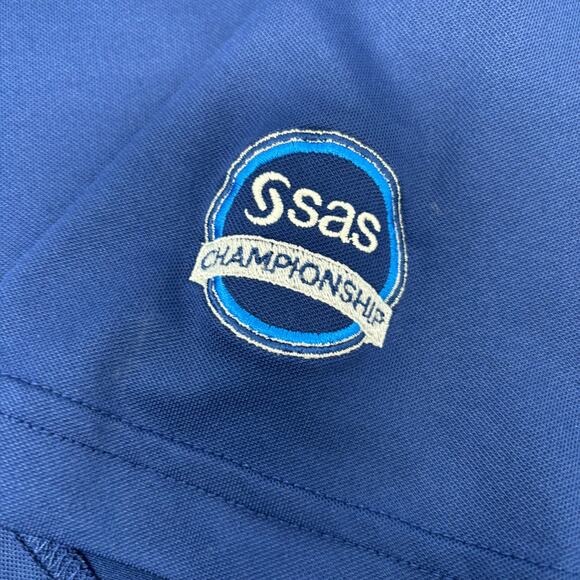 Stitch Mens Large Solid Navy Blue Short Sleeve Polo Golf Shirt - Picture 3 of 6